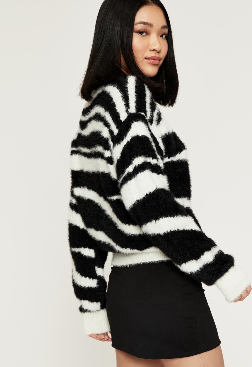 Supré  - Jean crew neck knit jumper - zebra black