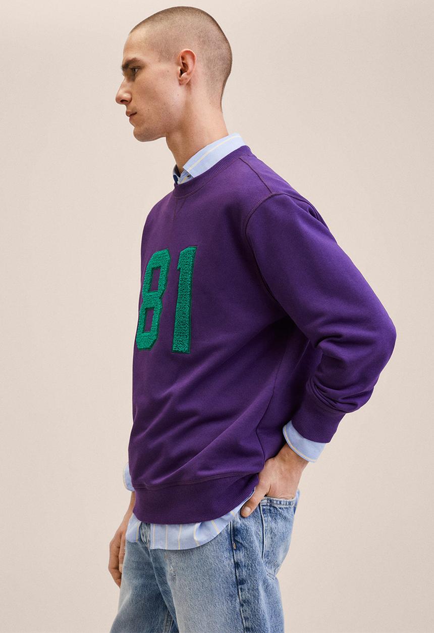 MANGO - Zeus Patch cotton sweatshirt - purple