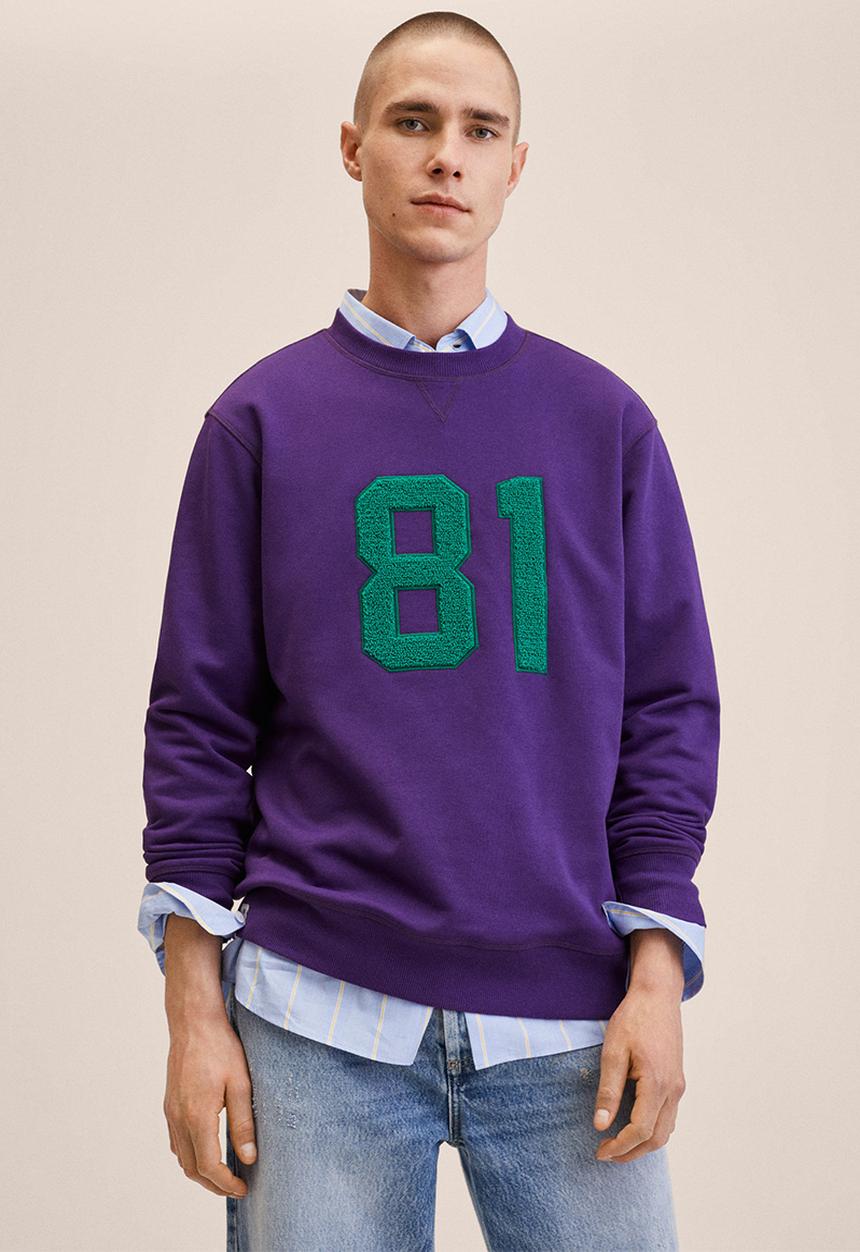 MANGO - Zeus Patch cotton sweatshirt - purple