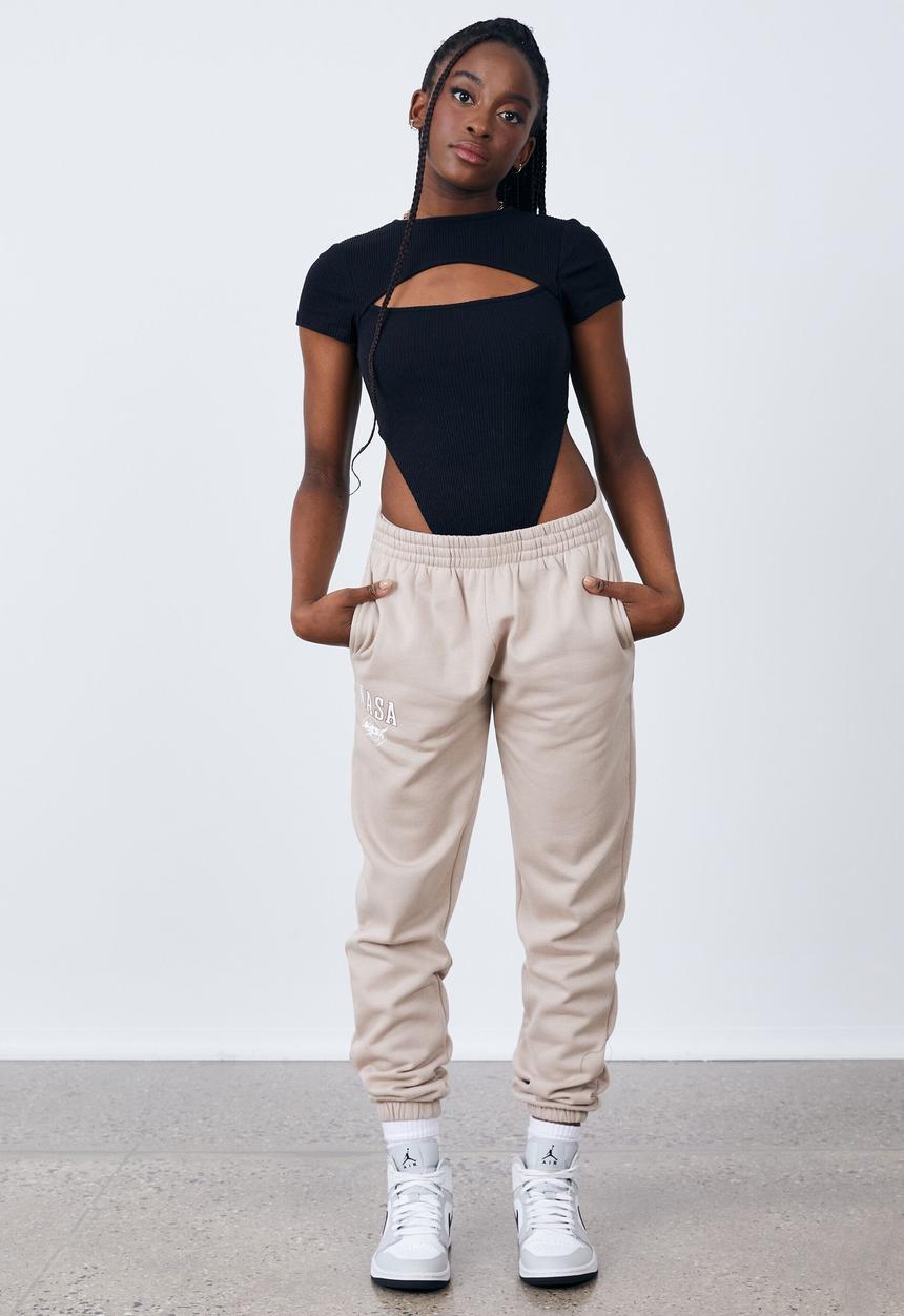 Factorie - Cut out high cut bodysuit - black