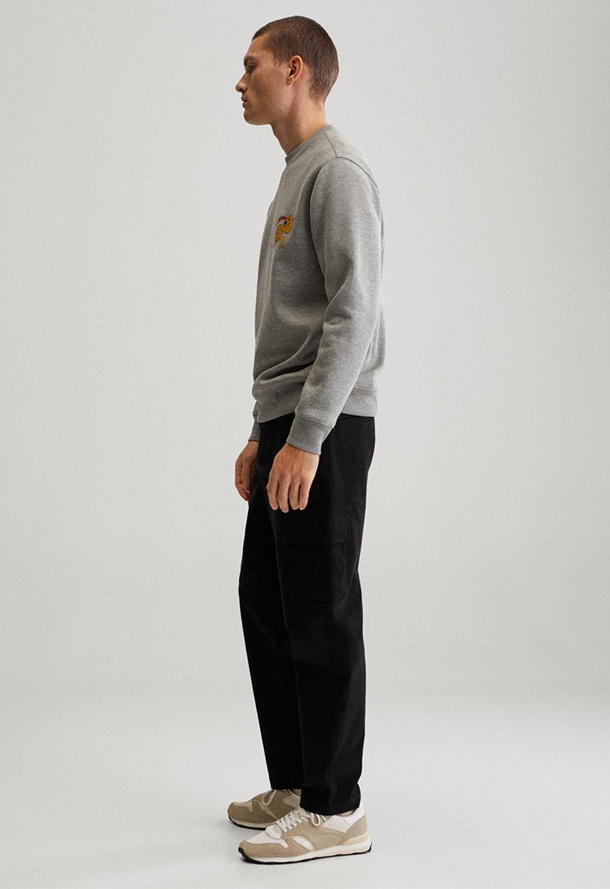 MANGO - Tiago planet printed sweatshirt  - medium heather grey