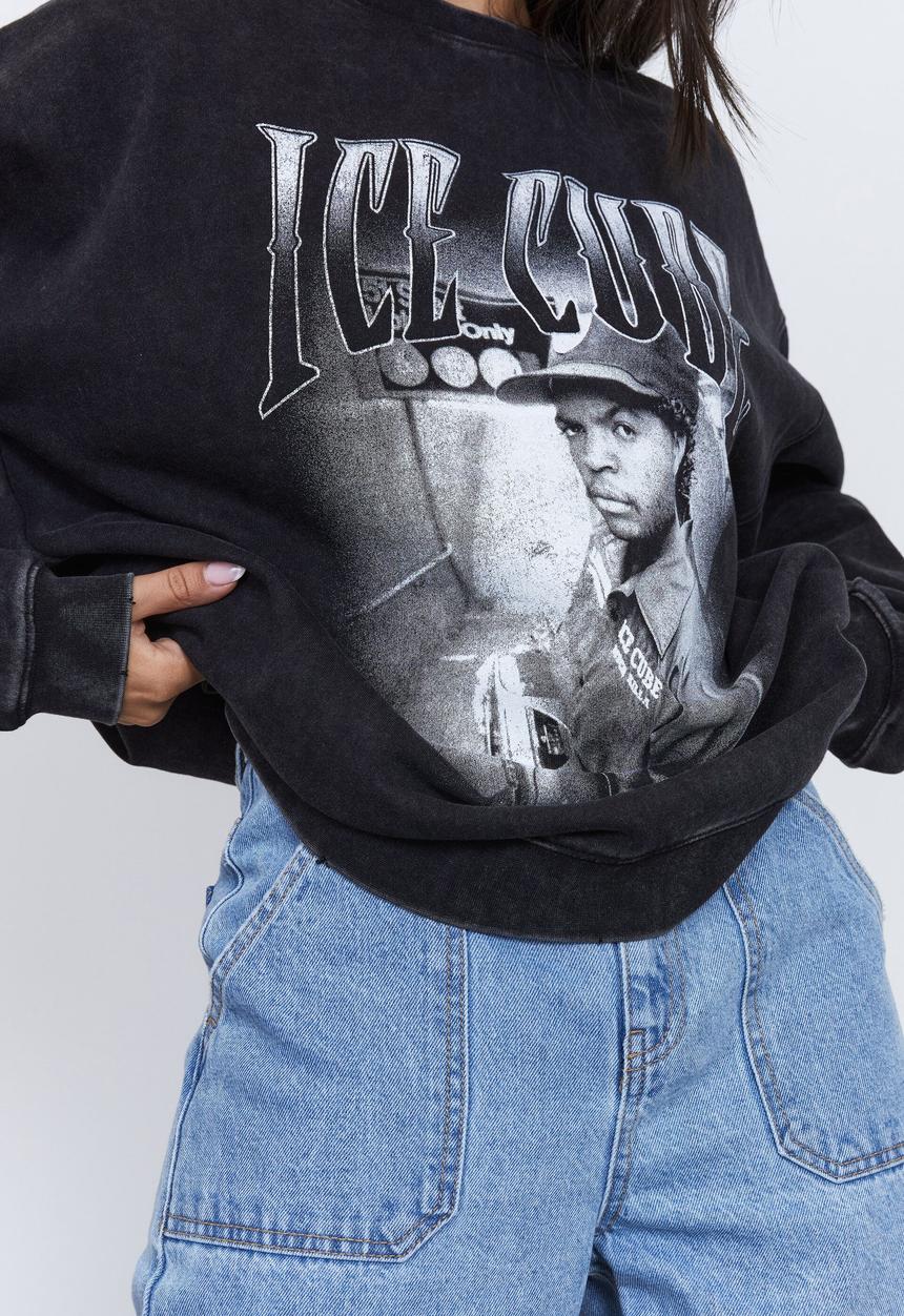 Factorie - Lcn music merch oversized graphic crew - lcn mt washed black/ice cube