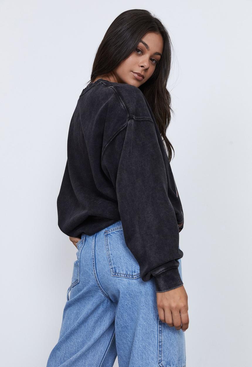Factorie - Lcn music merch oversized graphic crew - lcn mt washed black/aaliyah shades