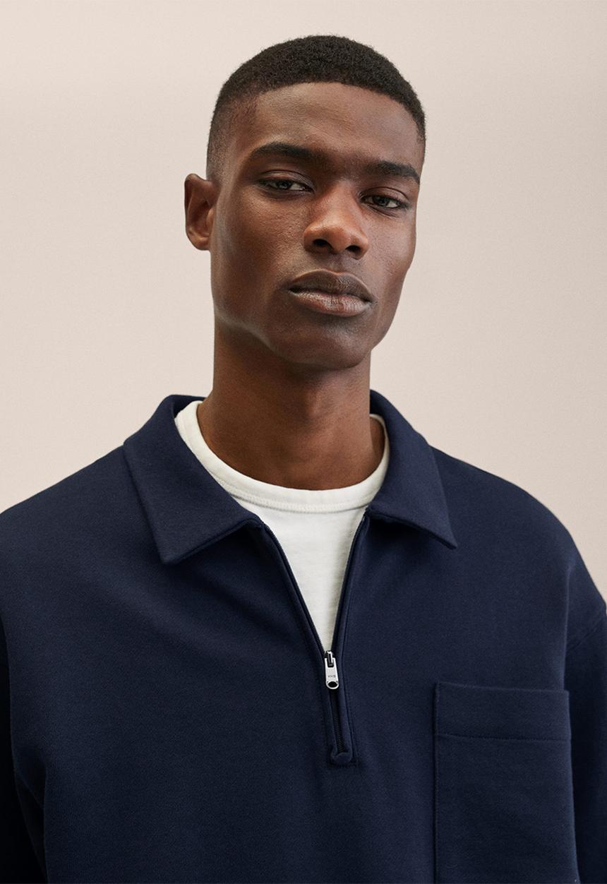 MANGO - Neron  cotton sweatshirt with zip neck - dark navy
