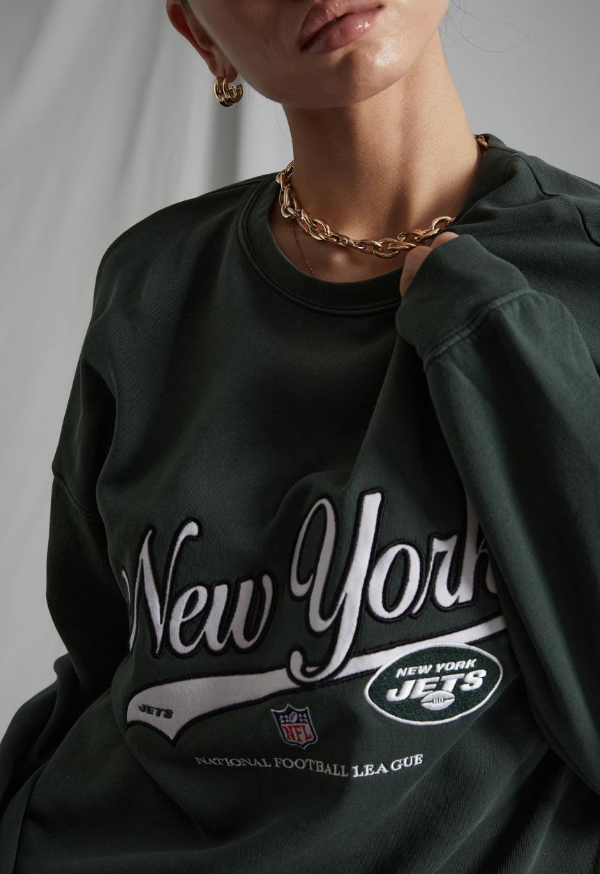 Factorie - Lcn nfl oversized graphic crew - lcn nfl washed green/jets varsity