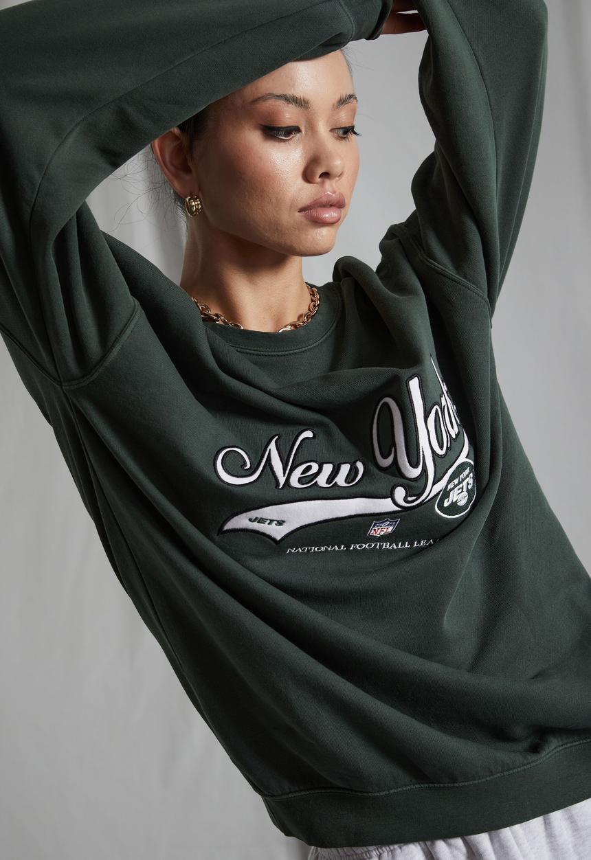 Factorie - Lcn nfl oversized graphic crew - lcn nfl washed green/jets varsity