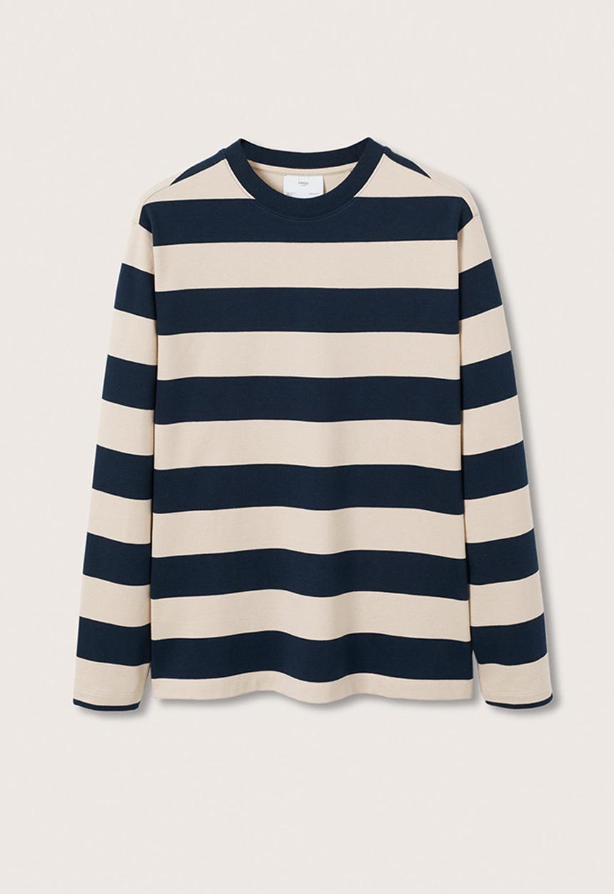 MANGO - Tulum Striped cotton-blend sweatshirt- dark navy