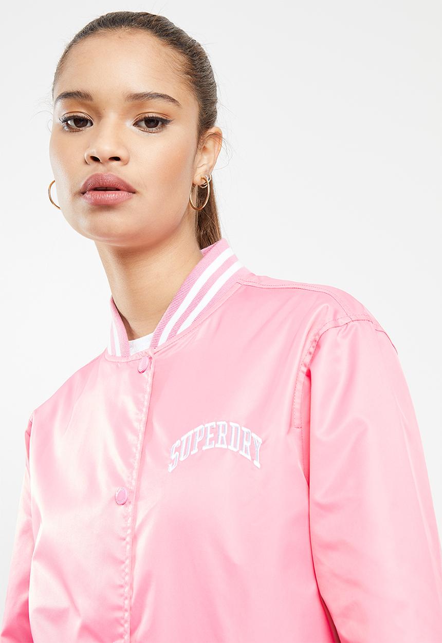 Superdry. - Classic varsity baseball jacket - montauk blush