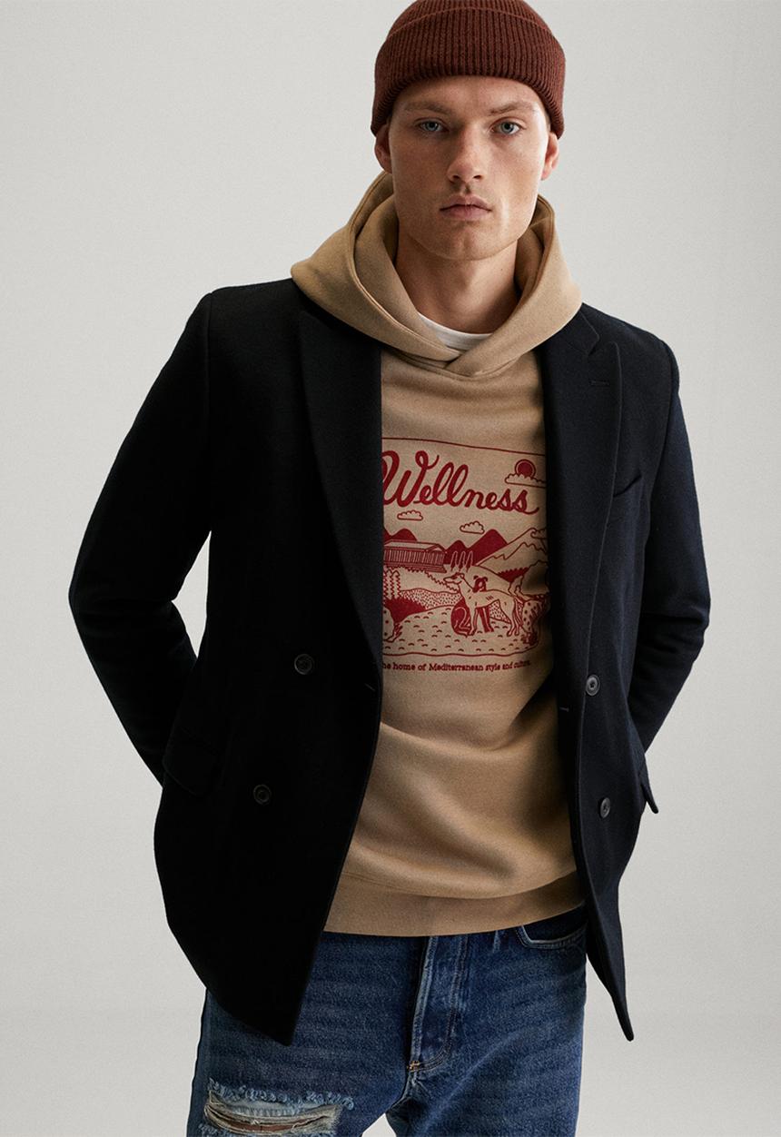 MANGO - Tiago Hooded sweatshirt wellness - medium brown