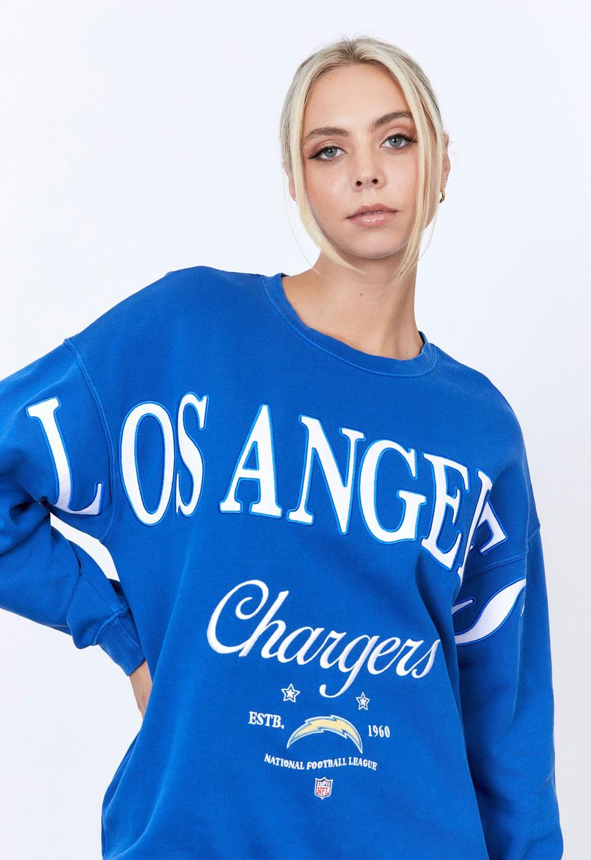 Factorie - Lcn nfl oversized graphic crew - lcn nfl washed blue/chargers