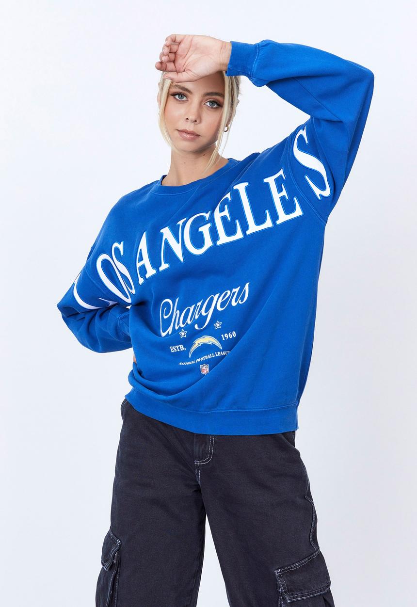 Factorie - Lcn nfl oversized graphic crew - lcn nfl washed blue/chargers
