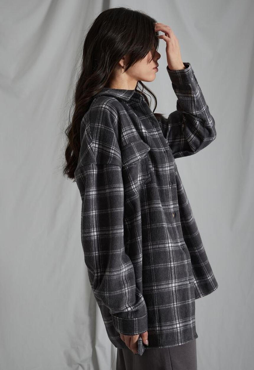 Factorie - Oversize check shirt - midnight grey check