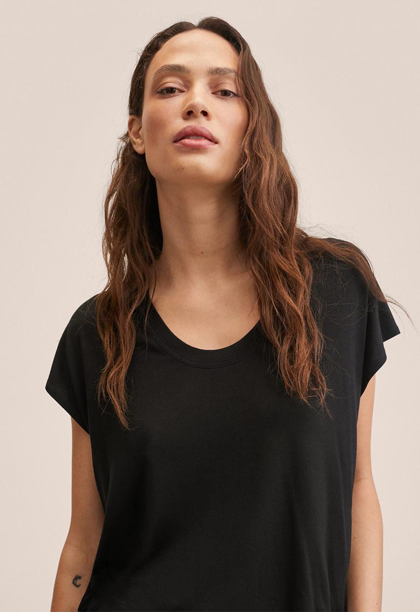 MANGO - T-shirt visca - black