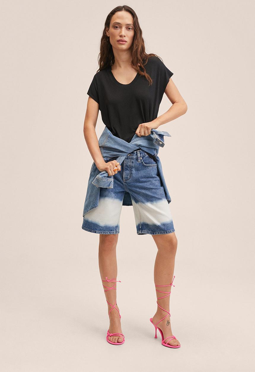 MANGO - T-shirt visca - black