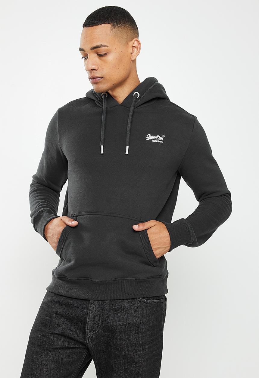 Superdry. - Vintage logo emb hood - vintage wash black
