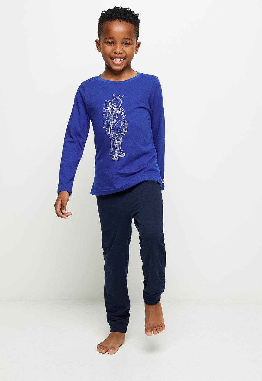 Superbalist Kids - Boys Nasa long sleeve tee & pants pj set - royal & navy