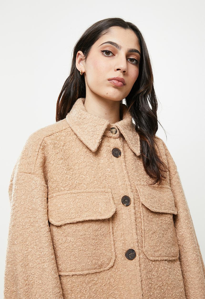 Koton - Lapel collar pocket sides teddy coat - camel