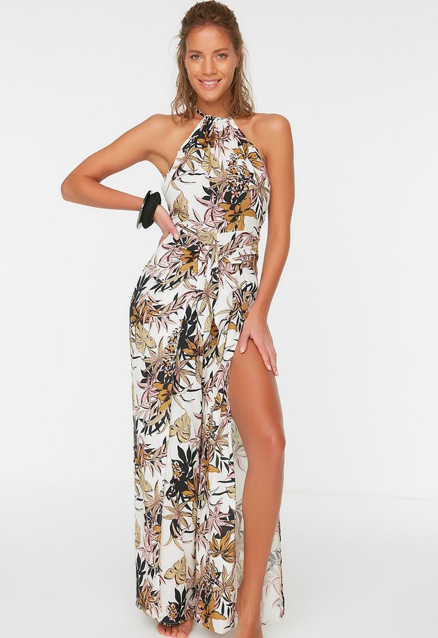 Trendyol - Lace detailed floral print jumpsuit - multi