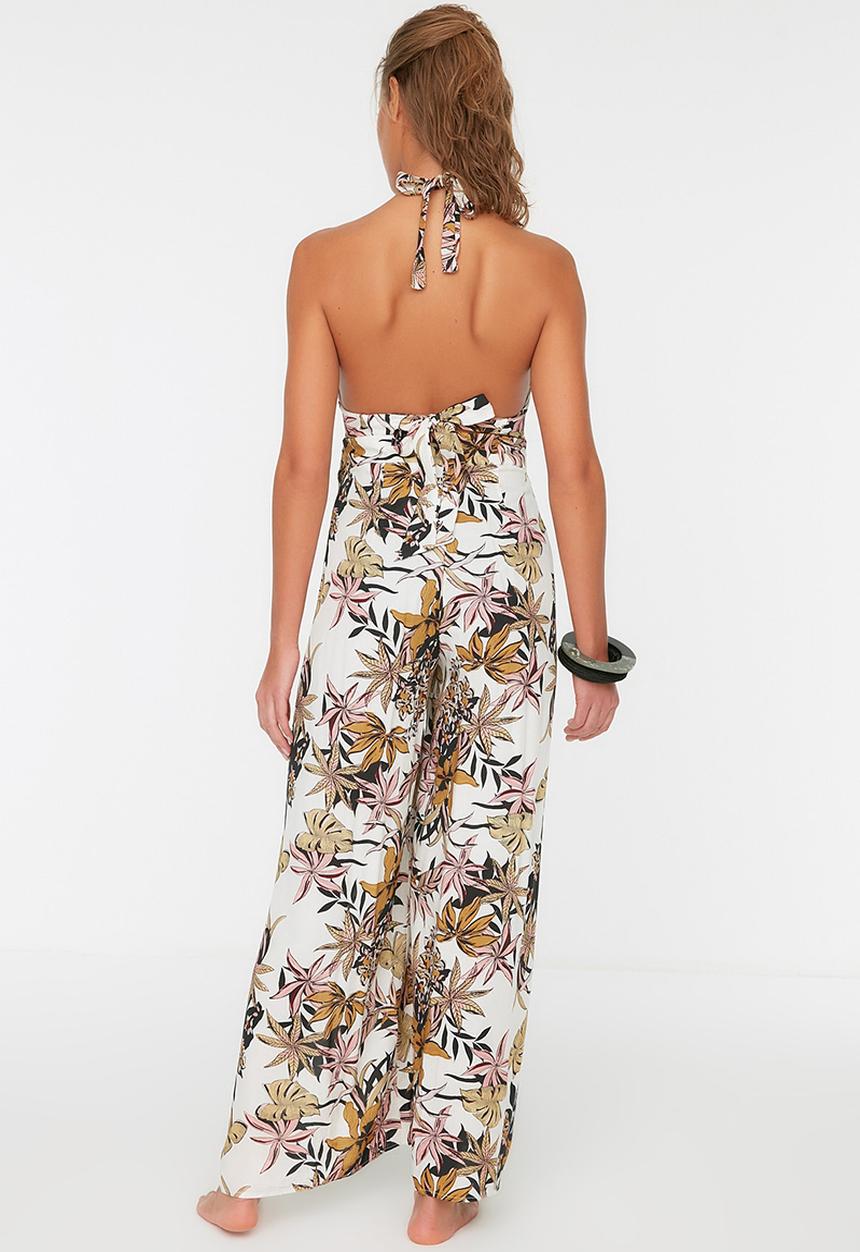 Trendyol - Lace detailed floral print jumpsuit - multi