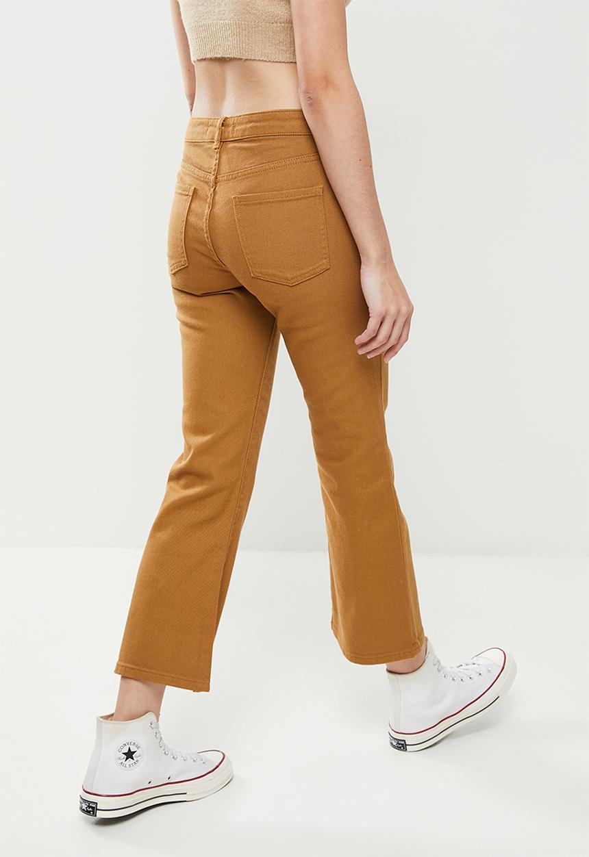 Koton - Medium rise slim fit flare trousers - camel