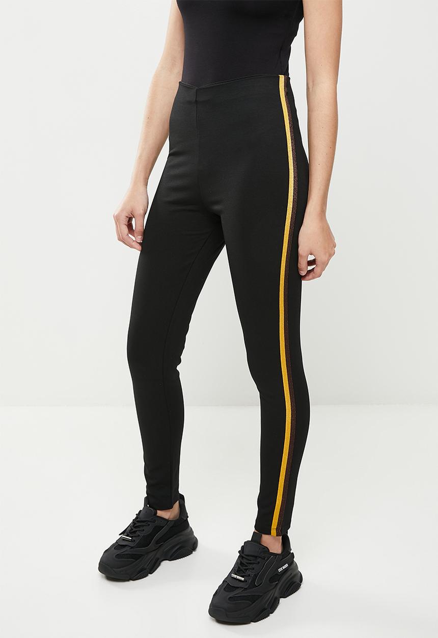 Koton - Medium rise striped leggings - black