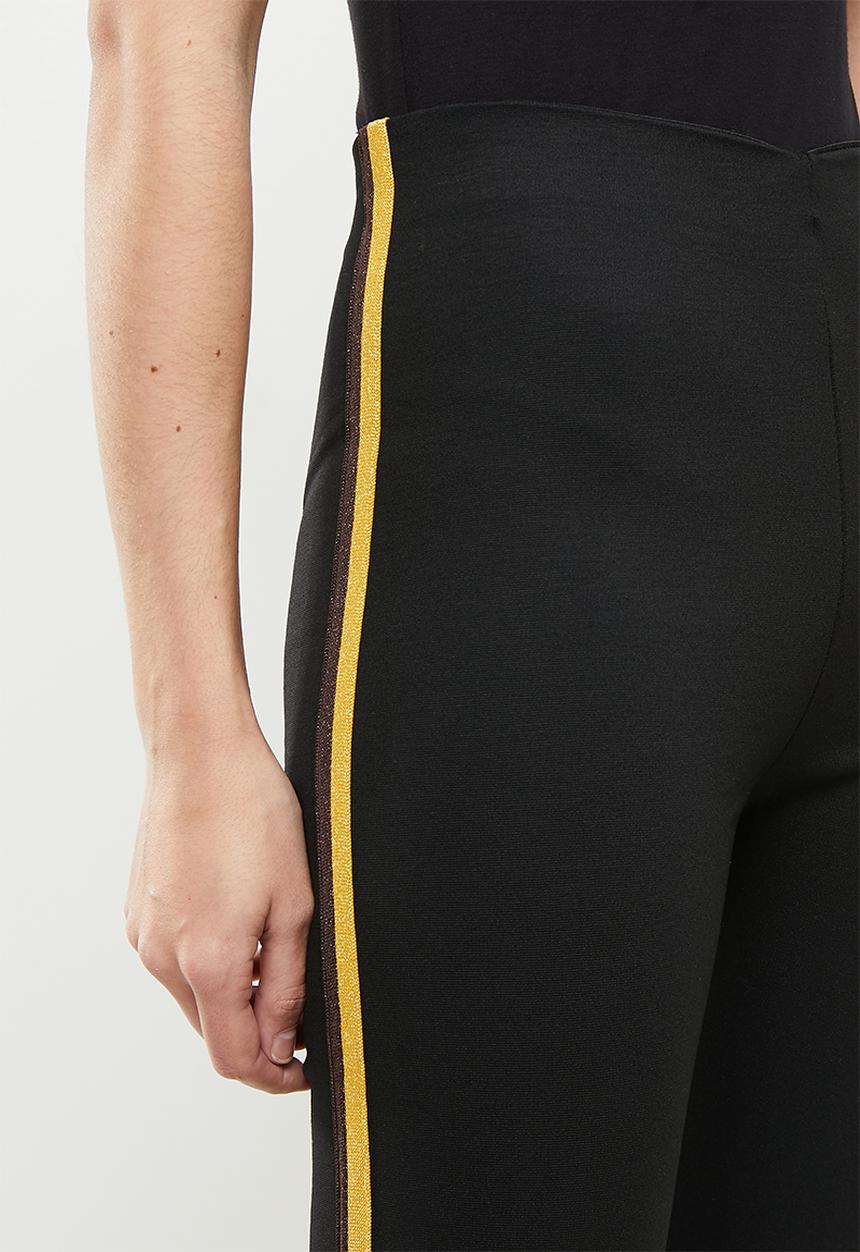 Koton - Medium rise striped leggings - black
