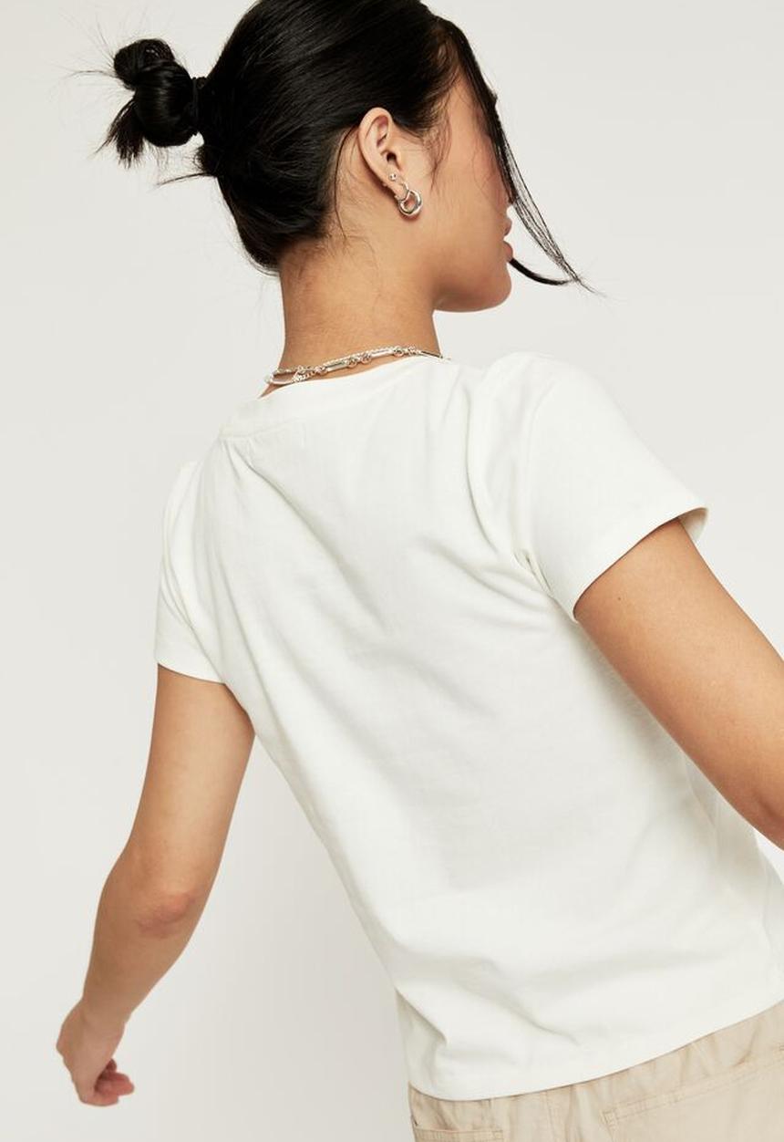 Supré  - Celia fitted printed T-shirt - winter white & pasadena
