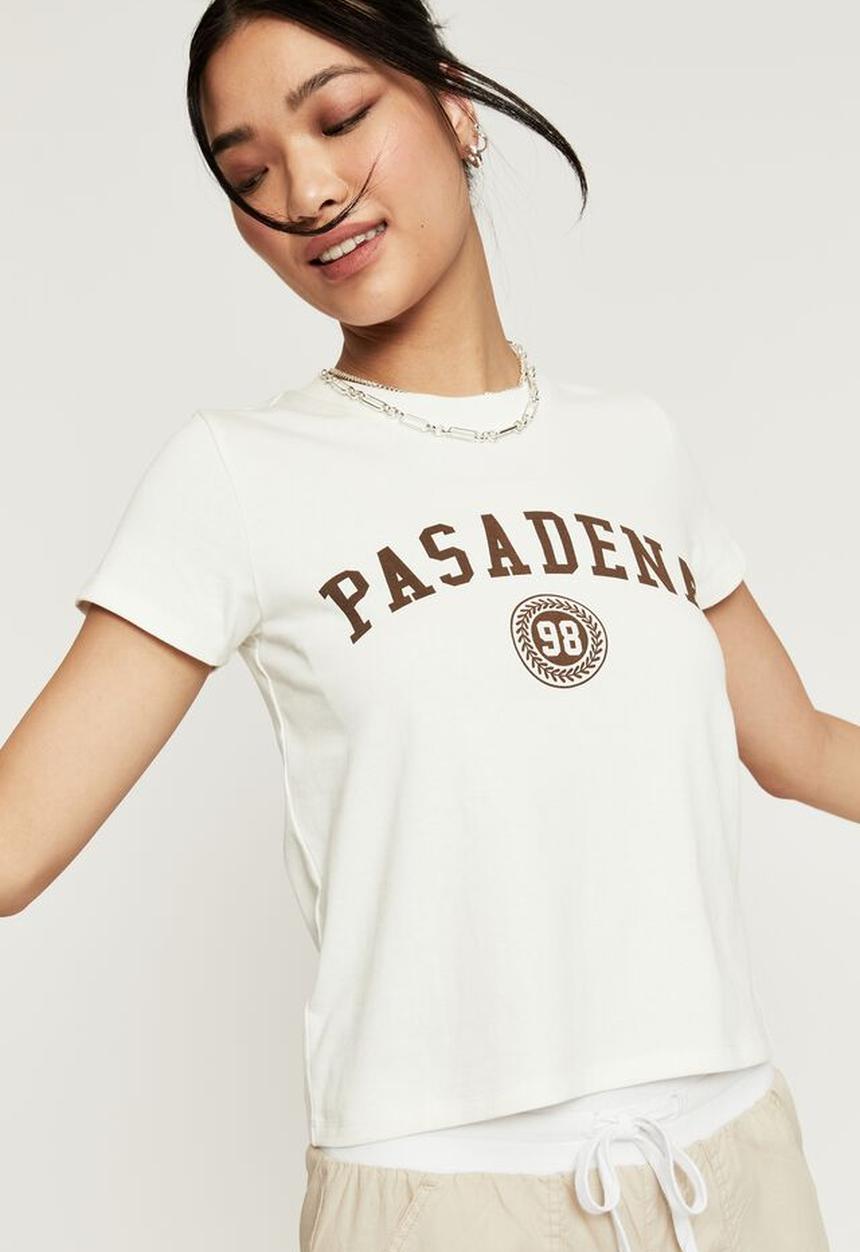 Supré  - Celia fitted printed T-shirt - winter white & pasadena
