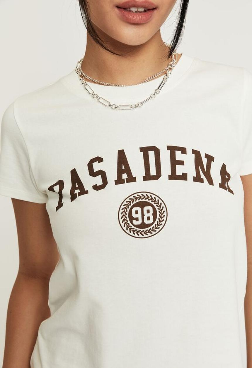Supré  - Celia fitted printed T-shirt - winter white & pasadena