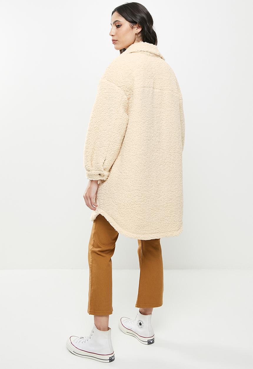 Koton - Teddy lapel collar shacket - beige