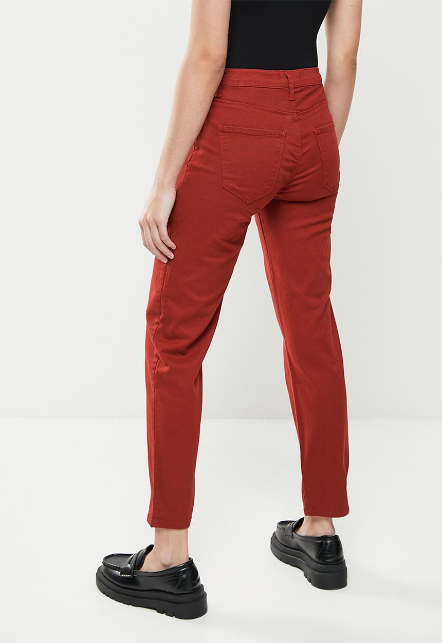 Koton - Medium rise slim fit trousers - burgundy