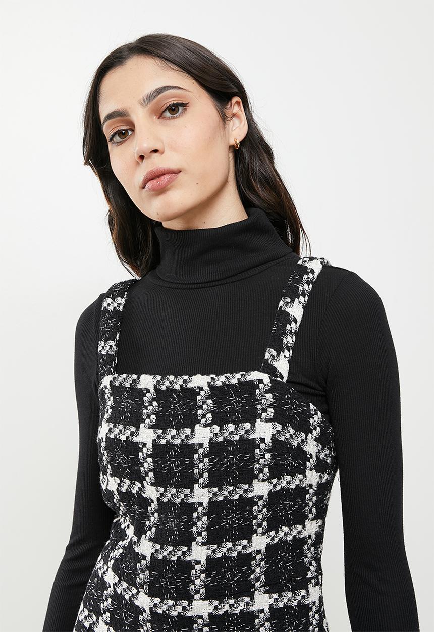 Koton - Sleeveless check jumpsuit  - black & white