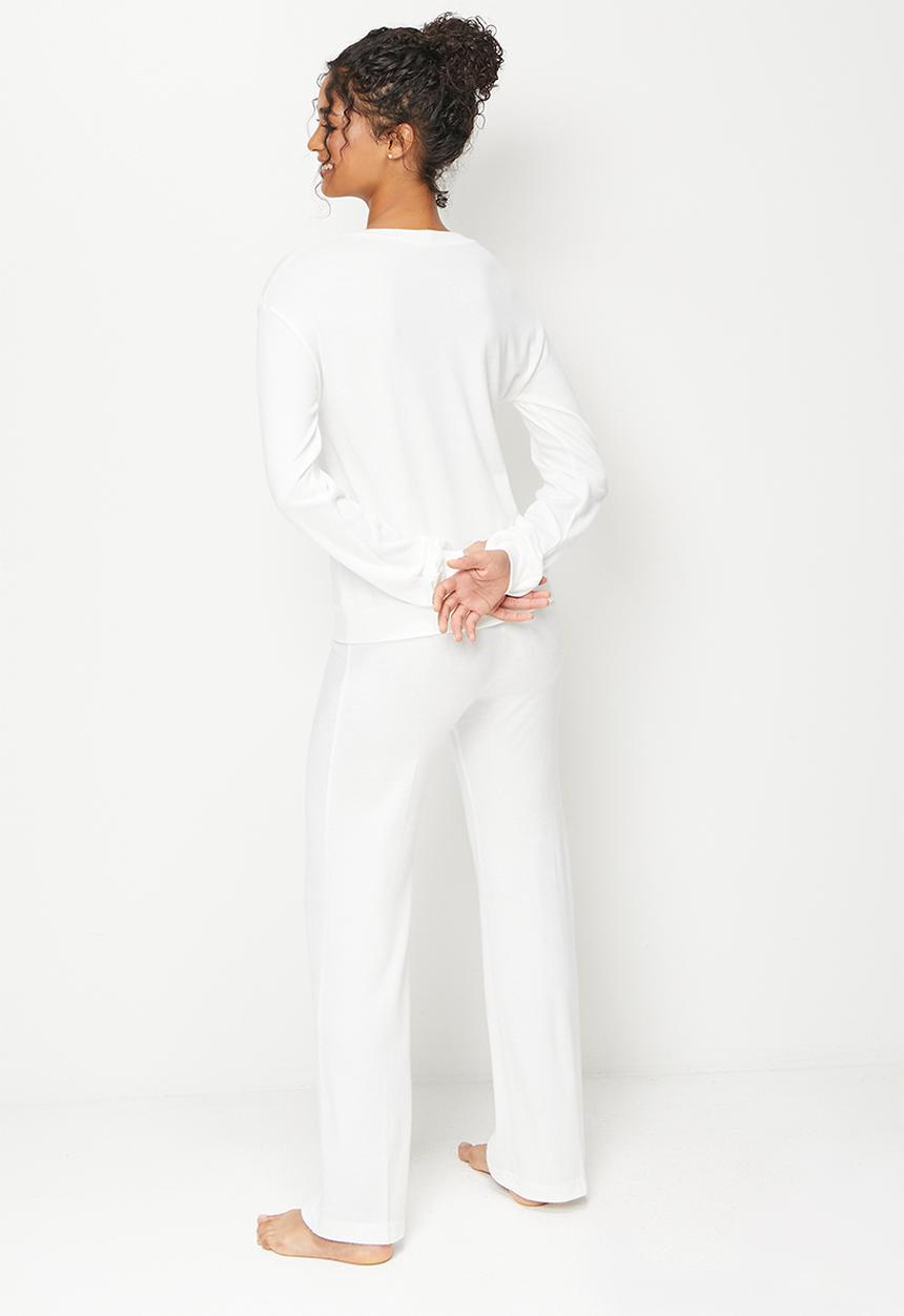 Blake - Soft touch wide leg & crew sleep set - milk