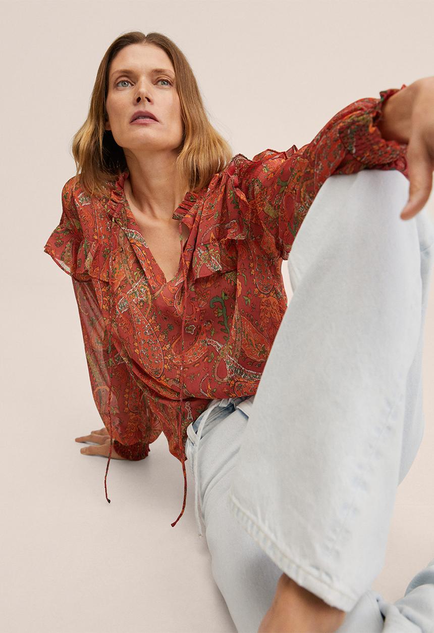 MANGO - Blouse bruna - red