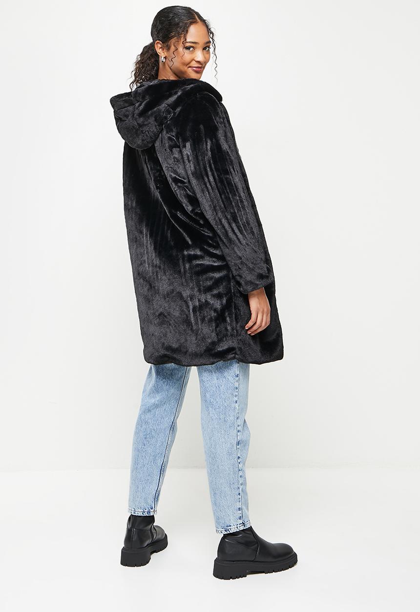 Koton - Hooded zip up teddy coat - black