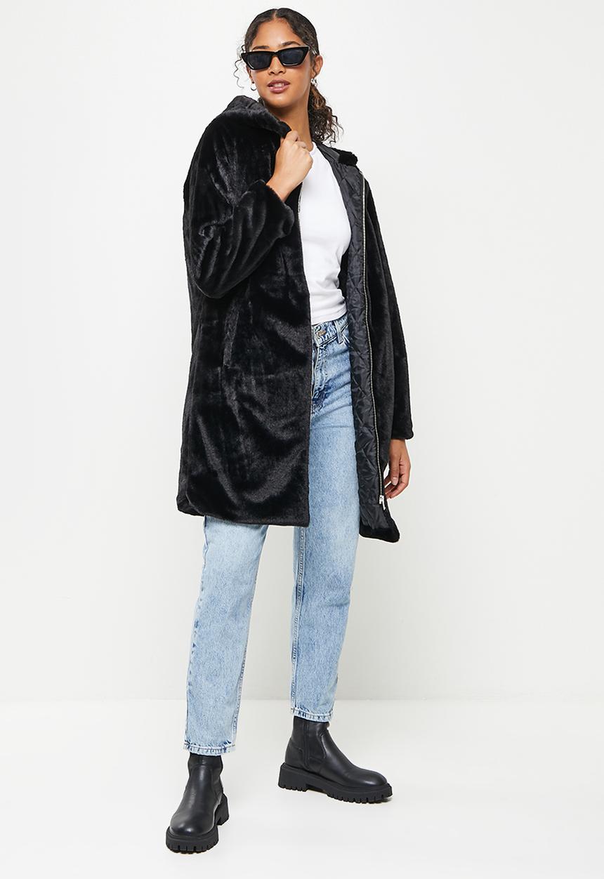 Koton - Hooded zip up teddy coat - black