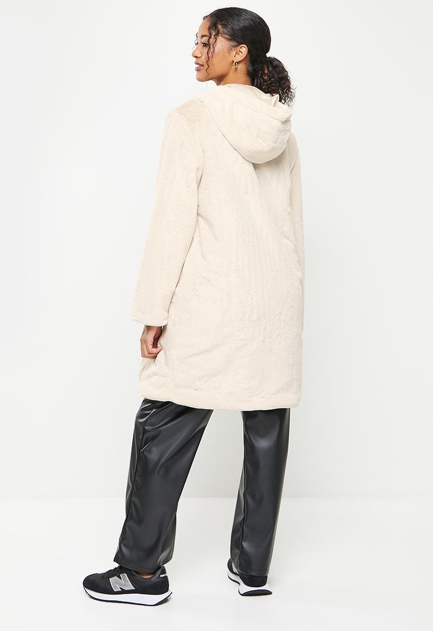 Koton - Hooded zip up teddy coat - stone