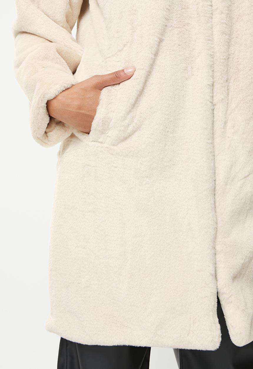 Koton - Hooded zip up teddy coat - stone