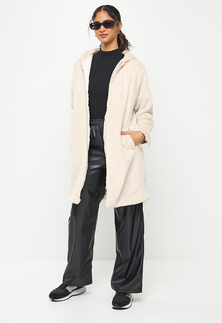 Koton - Hooded zip up teddy coat - stone