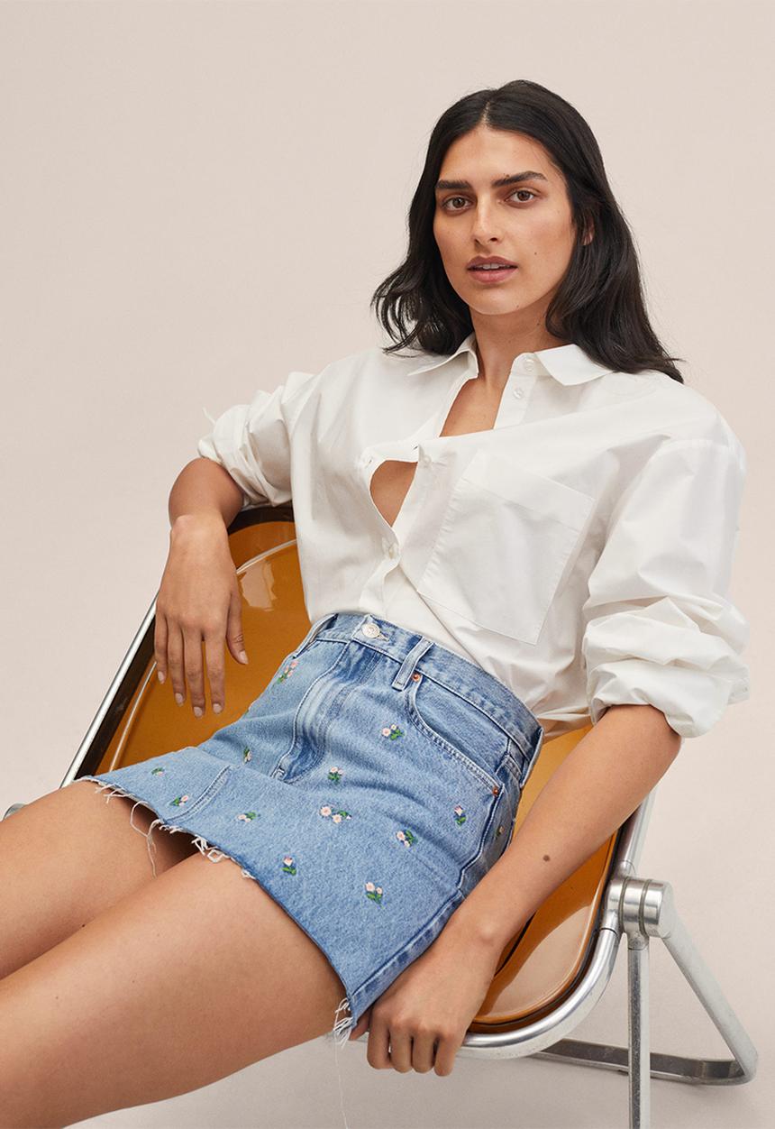 MANGO - Skirt daisy - open blue