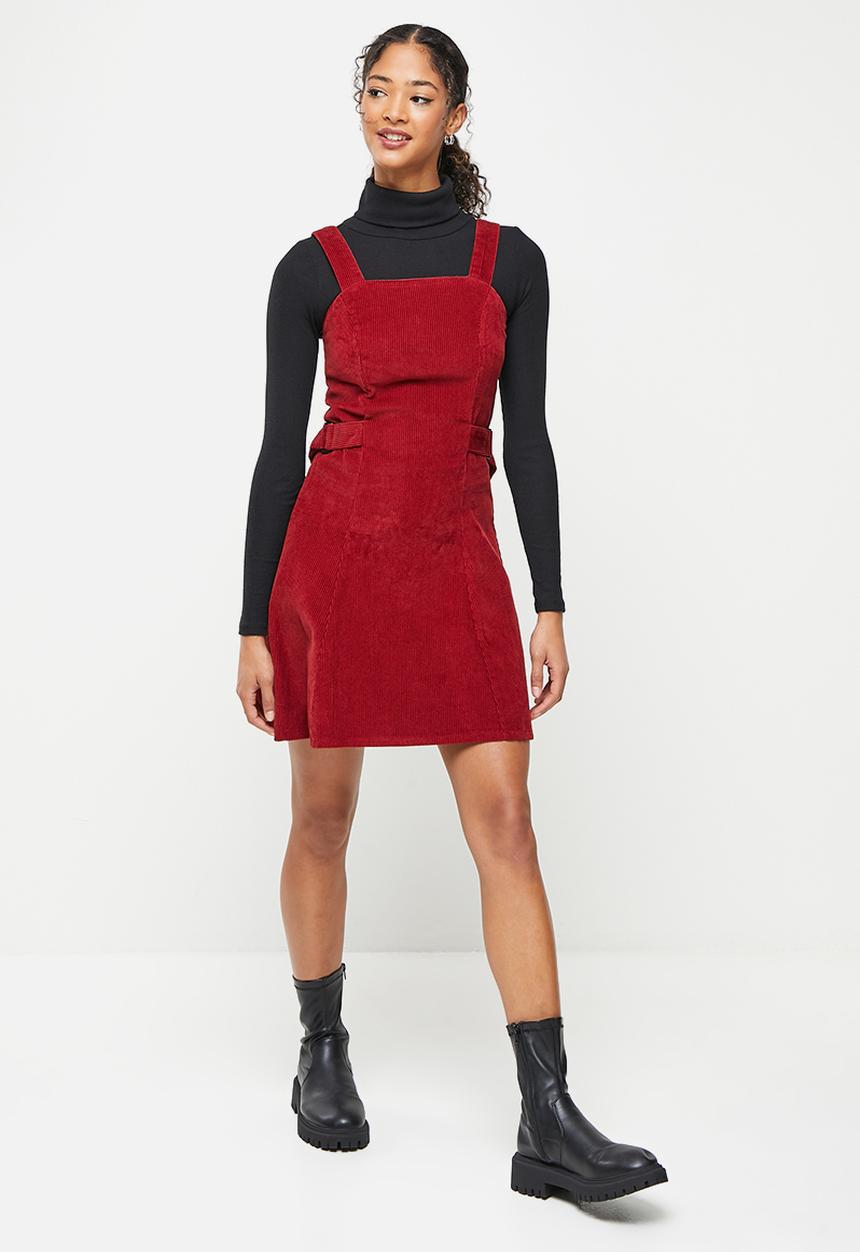 Koton - Sleeveless midi belt detailed dress - burgundy