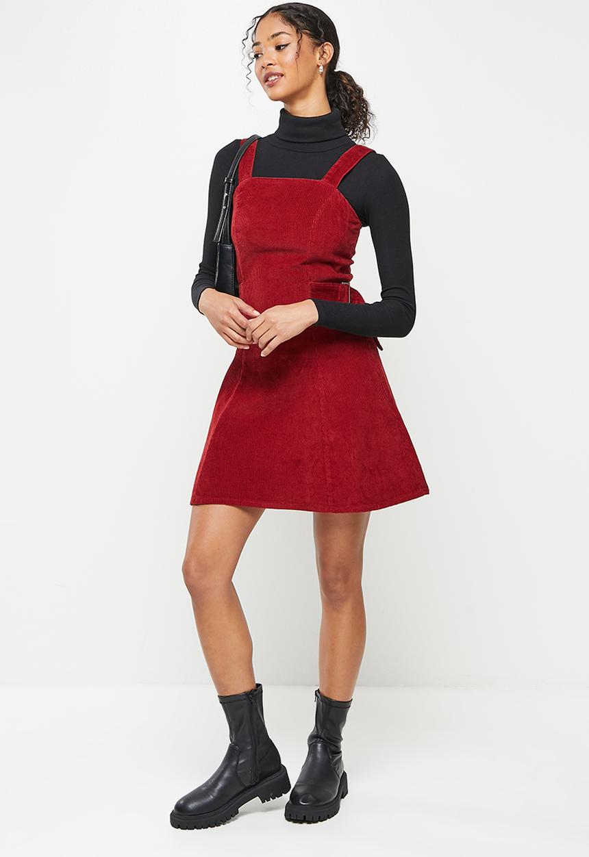 Koton - Sleeveless midi belt detailed dress - burgundy