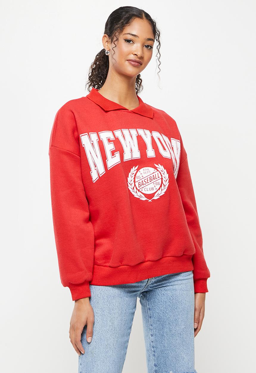 Koton - Crew neck printed sweatshirt - red