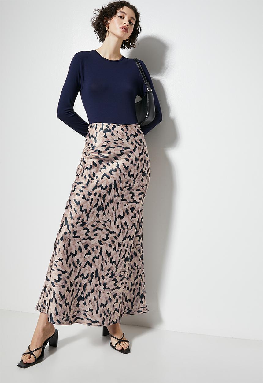 VELVET - Printed midaxi slip skirt - multi 