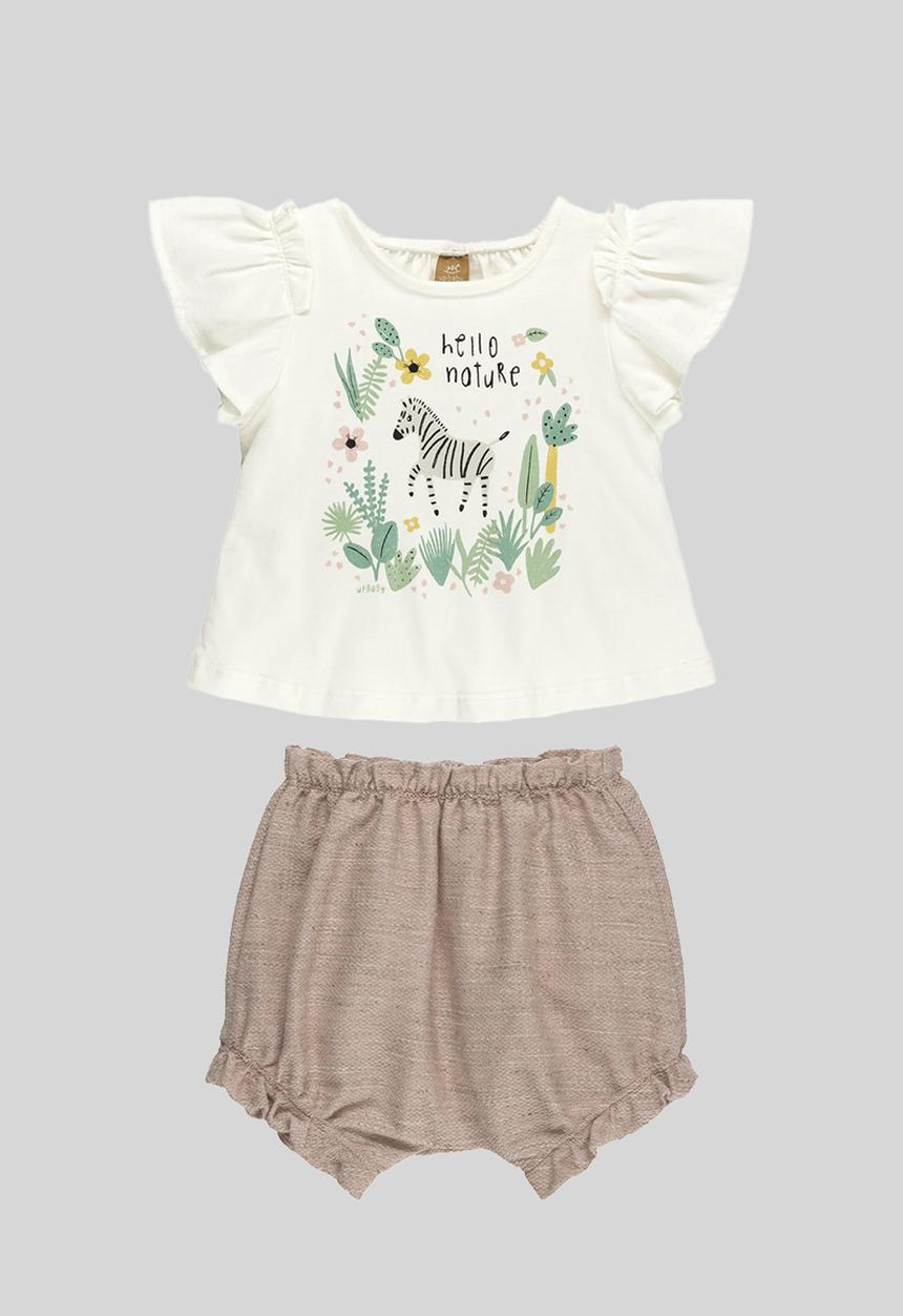 UP Baby - Blouse and linen shorts - off white