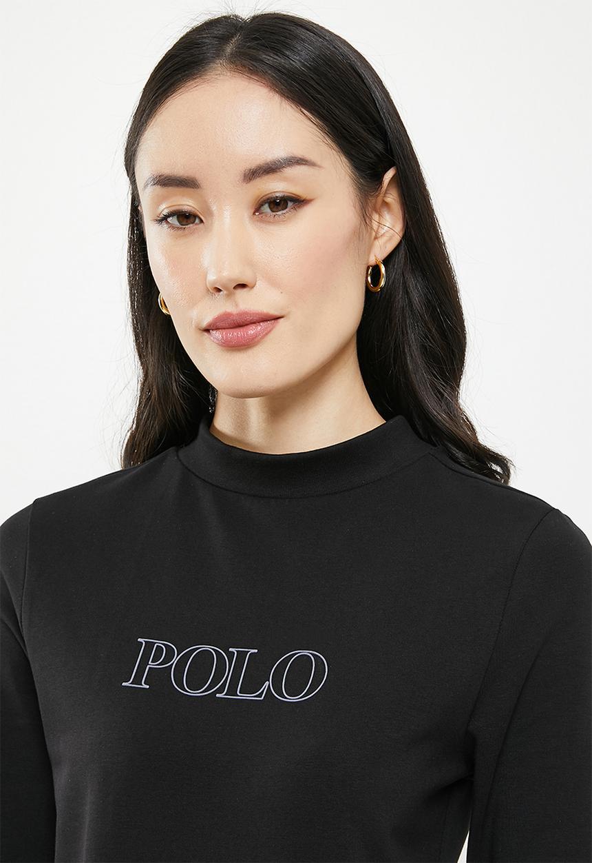 POLO - Women long sleeve sport dress - black