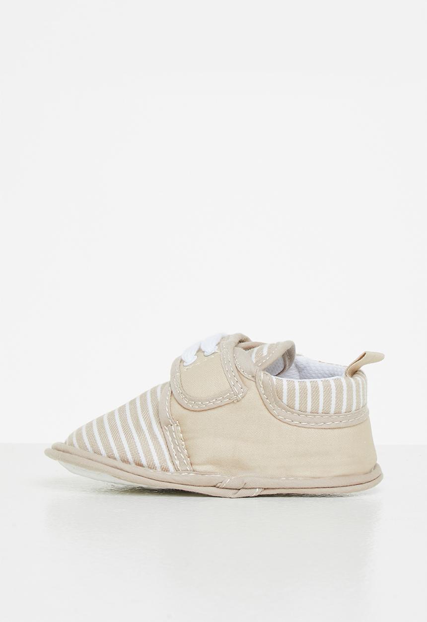 Pop Candy - Boys stripe booties - beige