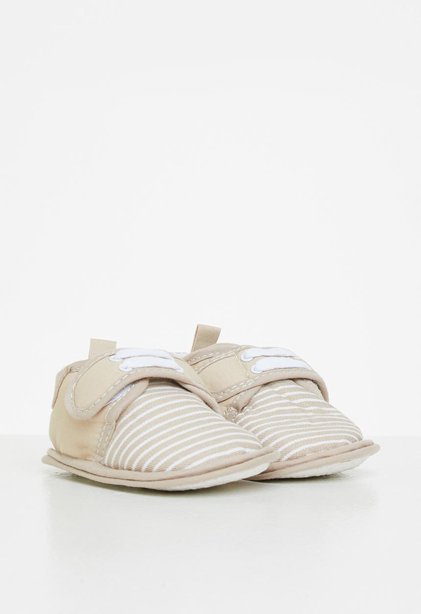 Pop Candy - Boys stripe booties - beige
