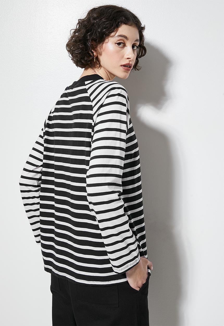 Superbalist - Striped easy fit tee - black & white
