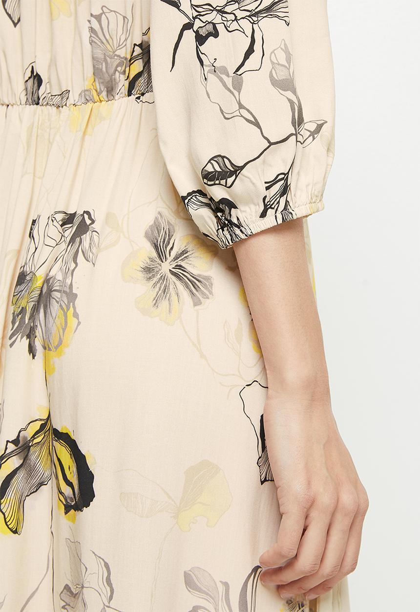 edit - Bracelet sleeve mock wrap midi - cream 